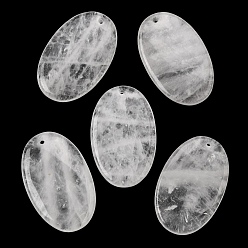 Хрусталь Природный кристалл кварца большие подвески, плоские овальные подвески из горного хрусталя, 53.5~54.5x34~35x6~8 мм, отверстие : 1.8~2 мм