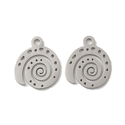 Нержавеющая Сталь Цвет Не тускнеющие 304 подвески из нержавеющей стали, лазерная резка, шарм из ракушек, цвет нержавеющей стали, 14x12x1 мм, отверстие : 1.6 мм