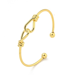 Golden Cross Knot Brass Open Cuff Bangles for Women, Golden, Inner Diameter: 1-7/8x2-1/4 inch(4.8x5.7cm)