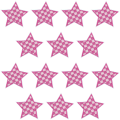 Ярко-Розовый 20 шт. полиэстеровые заплатки для одежды, звезда с сеткой, ярко-розовый, 72.5x72x1.5 мм