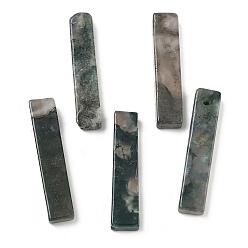 Мосс Агат Природные моховой агат подвески, прямоугольник амулеты, 41~45.5x9.5~10.5x5.5~6 мм, отверстие : 2~3 мм