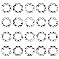 Antique Silver 60Pcs Alloy Bead Frame, Flower, Antique Silver, 15x15x2.5mm