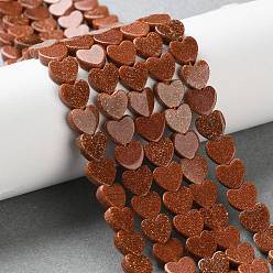 Камень с Пылевым Золотом Синтетические голдстоуновские бисер пряди, сердце, 6x6x2 мм, отверстие : 0.7 мм, около 71 шт / нитка, 15.55'' (39.5 см)