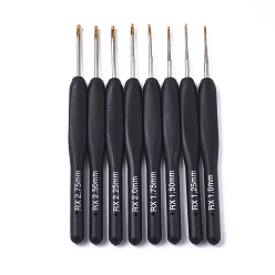 Schwarz Eisenhäkelnadeln, mit trp griff, Schwarz, 133x10x8 mm, Stift: 1 mm / 1.25 mm / 1.5 mm / 1.75 mm / 2 mm / 2.25 mm / 2.5 mm / 2.75 mm, 8 Stück / Satz