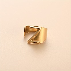 Letter Z 304 из нержавеющей стали манжеты кольца, золотые, Письмо Z, 16 мм, внутренний диаметр: 18 мм