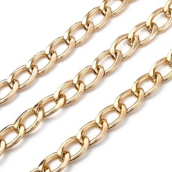 Золотой Оксидированные алюминиевые кубинские звенья цепи, с катушкой, несварные, золотые, 16.5x10x2.5 мм, около 82.02 футов (25 м) / рулон