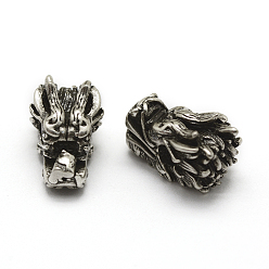 С Покрытием Тайского  Серебра Латунные микро проложить класса AAA кубического циркония бусы, без кадмия, без никеля и без свинца, дракон, Таиланд, стерлинговое серебро, покрытие, 13x8x8 мм, отверстие : 3 мм