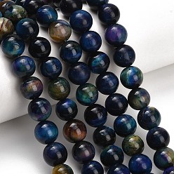 Colorful Natural Tiger Eye Beads Strands, Grade B, Dyed & Heated, Smooth Round, Colorful, 10mm, Hole: 1.2mm, about 38pcs/strand, 14.96''(38cm)