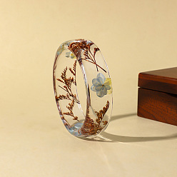 Peru Transparent Resin Dried Flower Inner Bangles for Women, Peru, Inner Diameter: 2.36 inch(6cm)