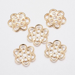 Золотой 304 из нержавеющей стали шарик крышки, цветок, 6-лепесток, золотые, 14x13x1.5 мм, отверстие : 2~2.5 мм