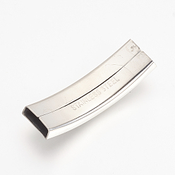 Stainless Steel Color 201 Stainless Steel Slide Charms, Polished, Rectangle, Stainless Steel Color, 41x12x4.5mm, Hole: 10x3mm