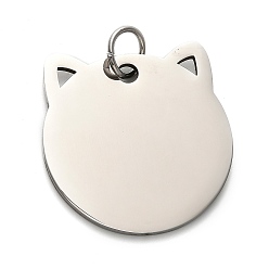 Нержавеющая Сталь Цвет 201 подвески из нержавеющей стали для штамповки заготовок, с целью перехода в кольце, очарование кошачьей головы, цвет нержавеющей стали, 29x28x1.5 мм, отверстие : 6 мм