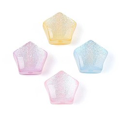 (52) Непрозрачная лаванда Прозрачный бисер cmолой, звезда, с блеском порошок, разноцветные, 15x16x10 мм, отверстие : 2 мм