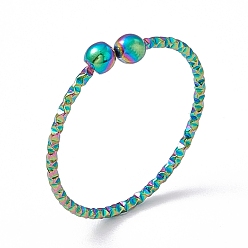 Rainbow Color Ионное покрытие (ip) 304 круглое кольцо из нержавеющей стали с открытым манжетом для женщин, Радуга цветов, размер США 7 1/4 (17.5 мм)