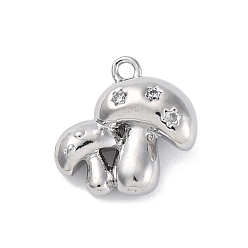 Платинированный Латунные микро проложить кубического циркония подвески, без кадмия, без никеля и без свинца, грибы чары, Реальная платина, 13x13x5.5 мм, отверстие : 1.2 мм