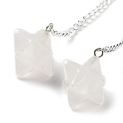 Хрусталь Подвеска из кристалла натурального кварца, биолокационные маятники, с посеребренными железными цепочками и круглой стеклянной бусиной, 234 мм, отверстие : 1.8 мм