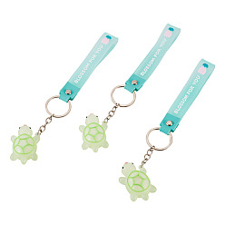 Зеленый 3шт. ПВХ подвески в виде черепахи для брелоков, платина, зелёные, 195~205 мм