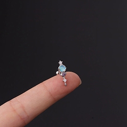 Другие Серьги-гвоздики с микропаве из кубического циркония из латуни, с 316 l хирургическими штифтами из нержавеющей стали, цвет нержавеющей стали, сердце, 6 мм