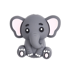 Темно-Серый Силиконовые бусины, слон, темно-серый, 25.5x30x16.5 мм, отверстие : 2 мм