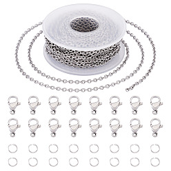 Нержавеющая Сталь Цвет Комплекты для ювелирных изделий из цепей из нержавеющей стали, устойчивых к потускнению, своими руками, цвет нержавеющей стали, 304 мм