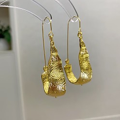 Golden Alloy Hoop Earrings for Women, Teardrop, Golden, 50mm
