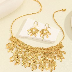 Сердце Комплекты из ожерелий и висячих серег из сплава, золотые, сердце, 450 мм