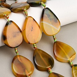 Goldenrod Natural Banded Agate/Striped Agate Beads Strands, Dyed & Heated, Teardrop, Goldenrod, 37.5~40.5x28~28.5x7.5~8mm, Hole: 2.5mm, about 8pcs/strand, 15.04~15.12''(38.2~38.4cm)