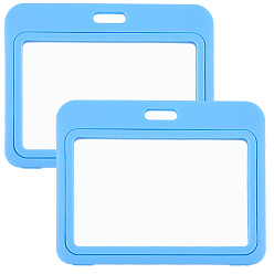 Светло-Голубой 2шт. акриловые держатели для именных карточек, прямоугольные, Небесно-голубой, 80x102x5.5 мм, отверстие : 5x15.5 мм