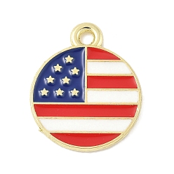 Плоский Круглый Эмалевые подвески из сплава в честь Дня независимости, золотые, плоско-круглые, 18x15x1 мм, отверстие : 1.6 мм