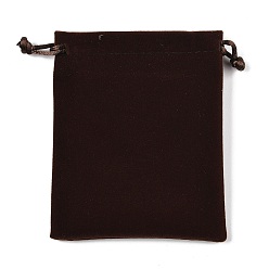 Кокосово-Коричневый Бархатные сумки на шнурке для украшений, прямоугольные, для серег колец ожерелья, кокосового коричневый, 12.1x10x0.6 см