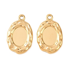 Настоящее золото 18K 304 Настройки кабошон из нержавеющей стали кулон, овальные, ионное покрытие (ip), реальный 18 k позолоченный, лоток : 12x16 мм, 33x21x3 мм, отверстие : 2.5 мм