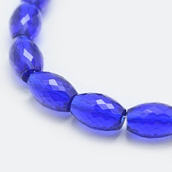 Blue Transparent Glass Beads Strands, Faceted, Drum, Blue, 11.5x8mm, Hole: 1.2mm, about 30pcs/strand, 13.7 inch(35cm)