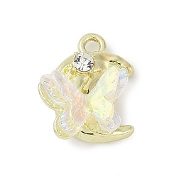 Золотой Подвески из сплава , cmолой, без свинца, без кадмии и без никеля, стойки покрытие, луна с подвесками в виде бабочек, золотые, 14x11.5x7.5 мм, отверстие : 1.6 мм