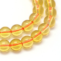 Quartz Crystal Natural Quartz Crystal Beads Strands, Round, Grade A, Imitation Citrine, Dyed & Heated, 4mm, Hole: 0.8mm, about 98pcs/strand, 15.5 inch