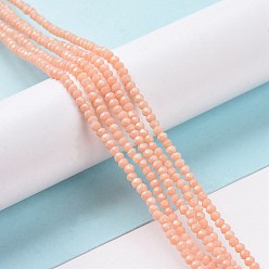 Navajo White Glass Beads Strands, Imitation Jade, Faceted, Rondelle, Navajo White, 2.5x1.5mm, Hole: 0.5mm, about 193~198pcs/strand, 12.6 inch(33cm)