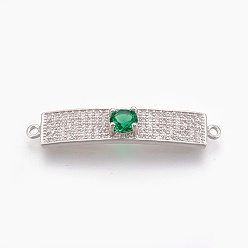 Платинированный Латунные микро проложить кубических ссылки циркония, без свинца, без кадмии и без никеля, долговечный, прямоугольные, Реальная платина, 6.5x33x4 мм, отверстие : 1.2 мм