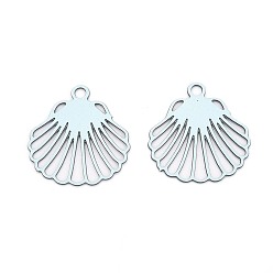 Лазурный 430 подвеска из нержавеющей стали, окрашенная распылением, подвески в форме ракушек, лазурный, 13x12x0.3 мм, отверстие : 1.2 мм