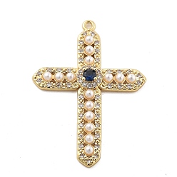 Настоящее золото 18K Латунные микро проложить кубического циркония подвески, корс прелести, с абс пластмассовыми шариками, без свинца и без кадмия, долговечный, реальный 18 k позолоченный, 35x24.5x2.5 мм, отверстие : 1.6 мм