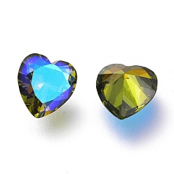 Peridot SI Кубического циркония указал назад кабошоны, граненое сердце, перидот си, 6x6x3 мм