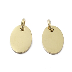 Oval Геометрический стиль фигуры 304 штамповка из нержавеющей стали пустые бирки брелоки, зеркальная полировка, с целью перехода в кольце, ионное покрытие (ip), реальный 18 k позолоченный, овальные, 11x8.5x1.5 мм, отверстие : 2.5 мм