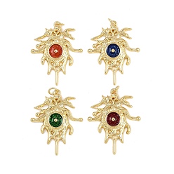 (52) Непрозрачная лаванда Латунь эмаль подвески, очарование солнца, с прыжковых колец, стойки покрытие, реальный 18 k позолоченный, без свинца и без кадмия, долговечный, разноцветные, 32.5x26x3 мм, отверстие : 3.4 мм