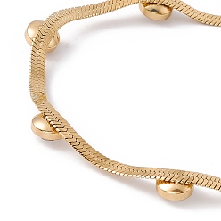 Golden Crystal Rhinestone Beaded Herringbone Chain Bracelet, Ion Plating(IP) 304 Stainless Steel Jewelry for Women, Golden, 7-1/4 inch(18.5cm)