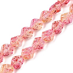 Ярко-Розовый Стеклянные бусины с гальваническим покрытием , самородки, ярко-розовый, 13.5~14x13.5x10 мм, отверстие : 0.9 мм, около 49~50 шт / нитка, 26.97~27.56 дюйм (68.5~70 см)