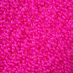 Camellia 11/0 Grade A Round Glass Seed Beads, Transparent Inside Colours, Camellia, 2.3x1.5mm, Hole: 1mm, about 48500pcs/pound