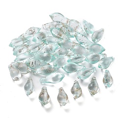 Бледно-бирюзовый Бусины ручной работы бусины золотого песка, слеза, бледные бирюзовая, 19x8 мм, отверстие : 1 мм