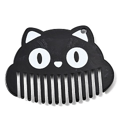 Черный Большие подвески из ацетата целлюлозы (смолы) с печатью, Очаровательная фигурка кошки, чёрные, 44x60x2 мм