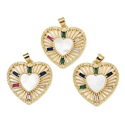 Настоящее золото 18K Латунные микро проложить кубического циркония подвески, с оболочкой, сердце, без кадмия и без свинца, стойки покрытие, долговечный, реальный 18 k позолоченный, 31x30x3 мм, отверстие : 5x4 мм