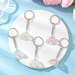 (52) Непрозрачная лаванда Радужные акриловые брелоки, с железными разрезными брелоками, платина, разноцветные, 77 мм