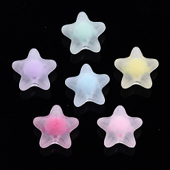 Mixed Color Transparent Acrylic Beads, Frosted, Bead in Bead, Star, Mixed Color, 11x11.5x7mm, Hole: 2mm, about 1280pcs/500g