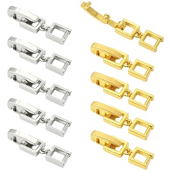 Platine & Or 10pcs 2 couleurs fermoirs déployants en laiton, Bracelet, extension de bijoux de collier, platine et d'or, 19mm, taille : 8x5.5x2mm, fermoir: 10x2x4 mm, 5 pcs / couleur